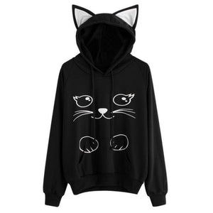 Ladies  Winter Pullover with a Cat Print.